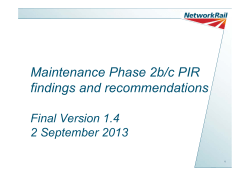 Maintenance Phase 2b/c PIR findings and