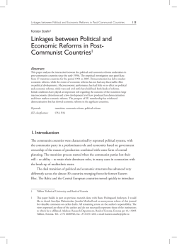 linkages between Political and Economic Reforms in Post