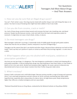 Ten Questions Teenagers Ask Most About Drugs