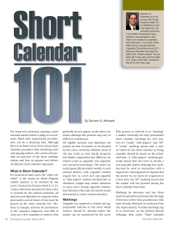 Short Calendar - Connecticut Bar Association