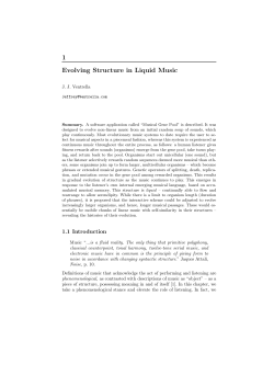 1 Evolving Structure in Liquid Music