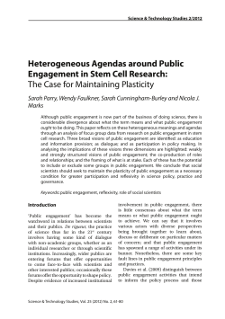 Heterogeneous Agendas around Public Engagement in Stem Cell