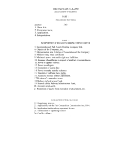 THE RAILWAYS ACT, 2002 - Law Reform Commission of Tanzania