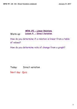 MFM 1PI - U6 - D4 - Direct Variation.notebook