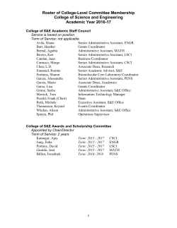 Roster of College-Level Committee Membership College of Science