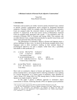 A Biclausal Analysis of Korean Psych Adjective Constructions Yunju