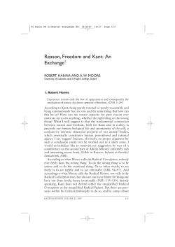 Reason, Freedom and Kant - General Guide To Personal and