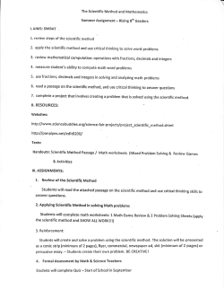 The Scientific Method and Mathematics 1. review ste.ps of the
