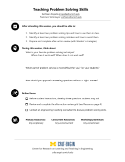 Teaching Problem Solving Skills - CRLT