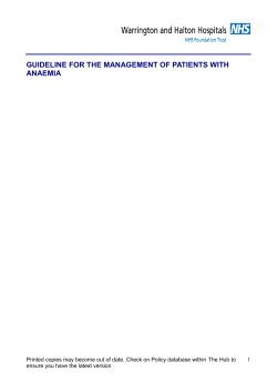 GUIDELINE FOR THE MANAGEMENT OF PATIENTS WITH ANAEMIA