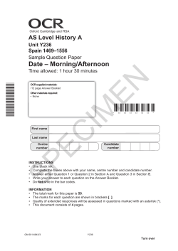 SAM and Markscheme - OCR AS Level History A: Spain 1469&ndash;1556