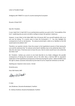 Letter to President Draghi Ambiguity with TARGET2 in - LKR