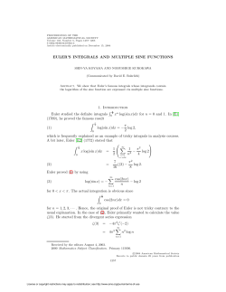 EULER`S INTEGRALS AND MULTIPLE SINE FUNCTIONS 1