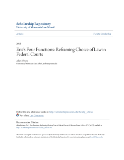 Erie`s Four Functions: Reframing Choice of Law in Federal Courts