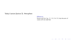Today`s Lecture (Lecture 3): Atmosphere