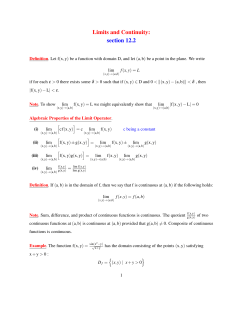 Limits and Continuity: section 12.2