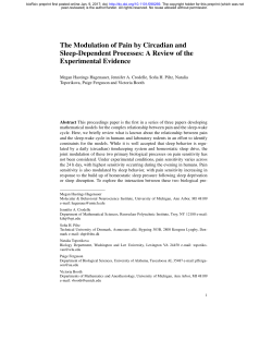 The Modulation of Pain by Circadian and Sleep