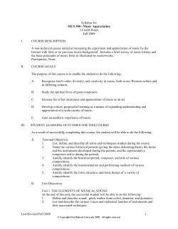 MUS 300 Music Appreciation - Course Syllabi