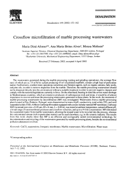 Crossflow microfiltration of marble processing wastewaters