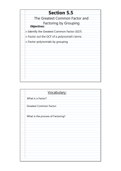 Greatest Common Factor and Grouping