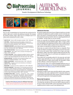 Author Guidelines - BioProcessing Journal