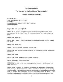 Cancer on the Presidency Transcript