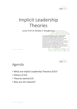Implicit Leadership Theories - Institute for Leadership and
