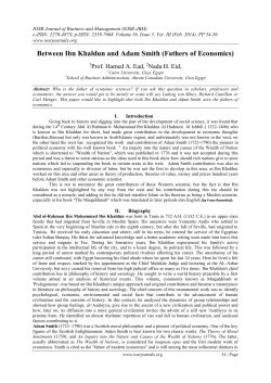 Between Ibn Khaldun and Adam Smith (Fathers of Economics)