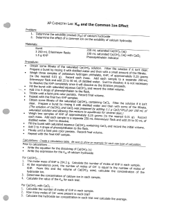 and the Common Ion Effect