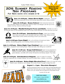 2016 Summer Reading Teen Programs
