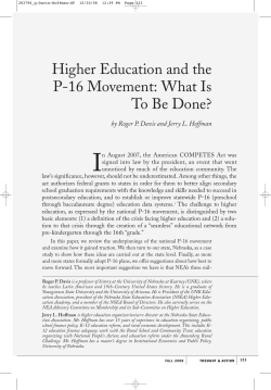 Higher Education and the P-16 Movement: What Is To Be