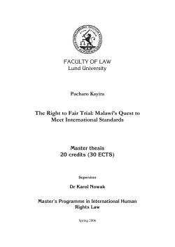 The Right to Fair Trial: Malawi`s Quest to Meet International Standards