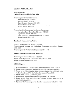 SELECT BIBLIOGRAPHY Primary Sources National