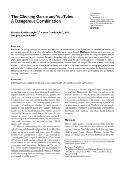 The Choking Game and YouTube: A Dangerous