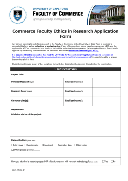 Commerce Faculty Ethics in Research Application