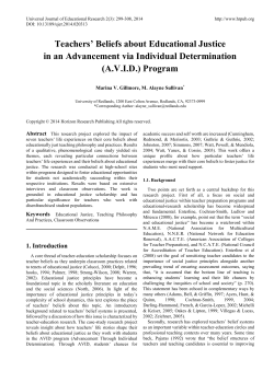 Teachers` Beliefs about Educational Justice in an Advancement via
