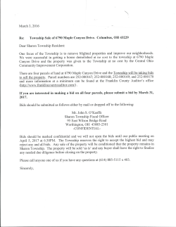 March 3, 2016 Re: Township Sale of 6790 Maple