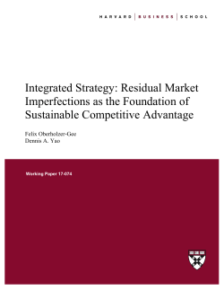 Integrated Strategy: Residual Market Imperfections as the