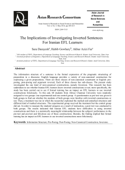 The Implications of Investigating Inverted Sentences For