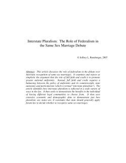 Interstate Pluralism: The Role of Federalism in the Same Sex