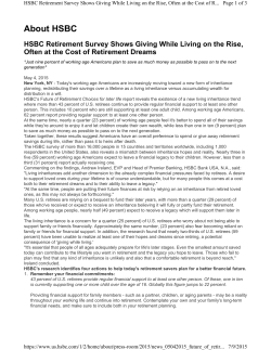 HSBC Retirement Survey Shows Giving While Living