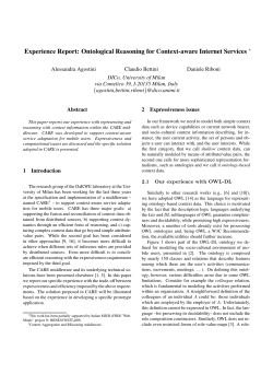 Experience Report: Ontological Reasoning for Context