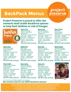 BackPack Menus