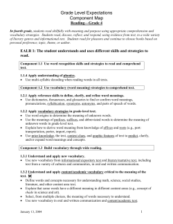 Reading&ndash; Kindergarten