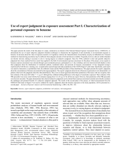 Use of expert judgment in exposure assessment Part I