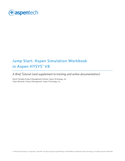 Jump Start with Aspen Simulation Workbook in Aspen