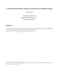 A Tutorial on Reed-Solomon Coding for Fault - UTK-EECS