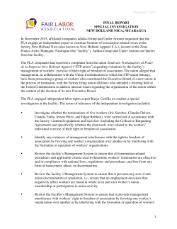 FINAL REPORT SPECIAL INVESTIGATION NEW HOLLAND NICA