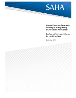 Issues Paper on Renewals Annuity or a Regulatory Depreciation