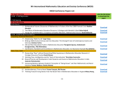 9th International Mathematics Education and Society Conference
